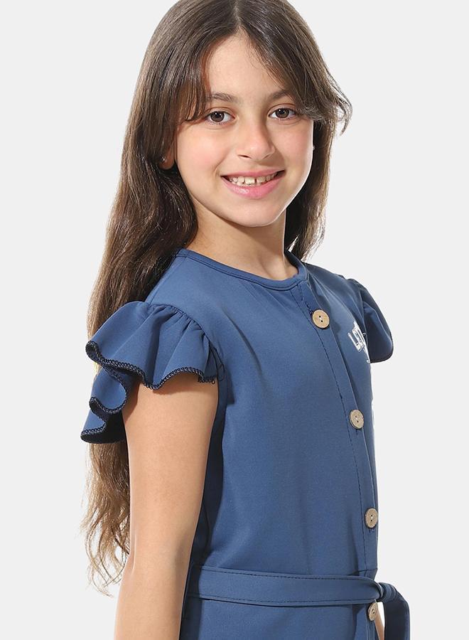 Red Circle Front Printed Dress g05 - Image 4