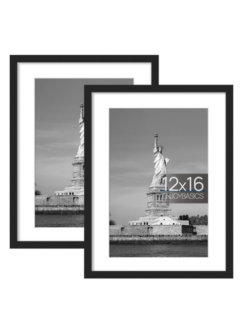 Enjoybasics 12X16 Picture Frame Display Poster 9X12 With Mat Or 12 X 16 Without Mat Wall Gallery Photo Frames Black 2 Pack
