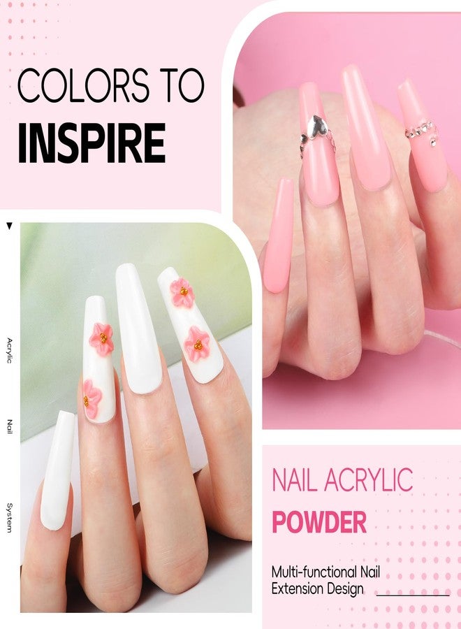 COSCELIA Acrylic Nail Kit for Beginners with Everything 4PC Acrylic Powder 24 PCS Glitter Powder Professional Nail Drill Light Rhinestones Tips Set Gifts for Women - Image 4