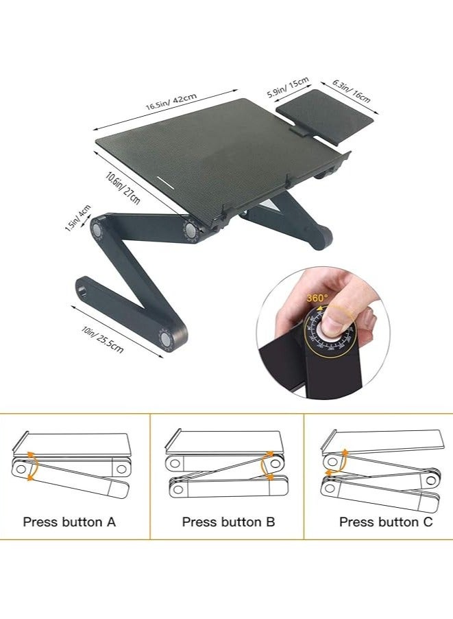 Green Tiger Laptop Stand Table Foldable Laptop Desk Portable 360 Degree Adjustable Table for Bed Sofa with Mouse Board - Image 2