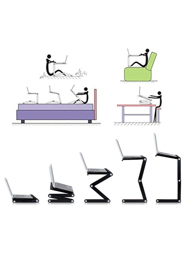 Green Tiger Laptop Stand Table Foldable Laptop Desk Portable 360 Degree Adjustable Table for Bed Sofa with Mouse Board - Image 4