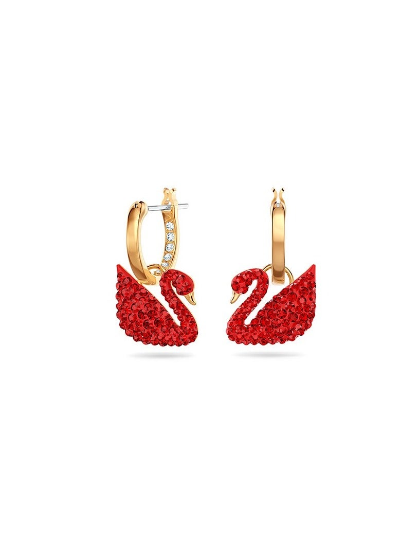 Swaro Iconic Swan Women's Red Drop Earrings 