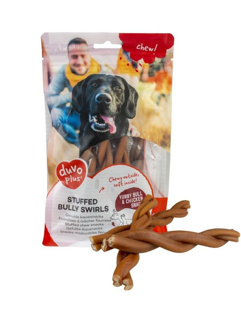 Duvo + Dog Chew Stuffed Bully Swirls 15cm 7pcs 231g, Brown - Image 1