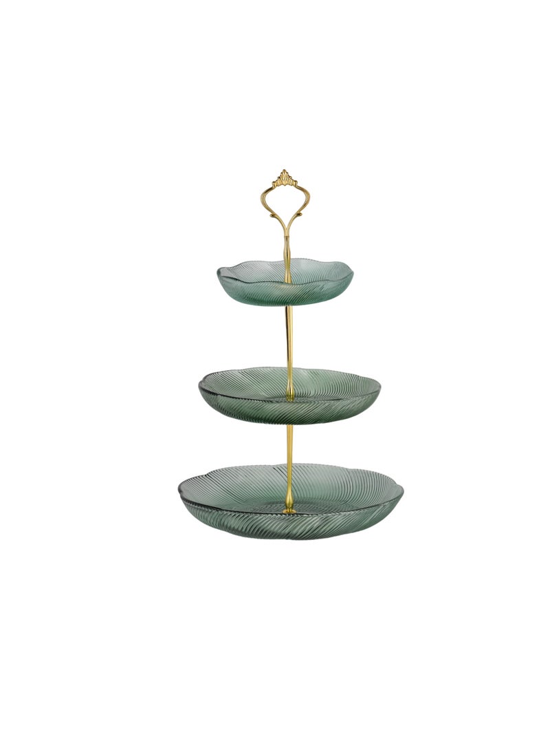 Royalford - Royalford 3-Tier Candy Tray with Zinc Alloy Stand- RF12211/ Glass Dessert Centerpiece, Suitable for Serving, Storing, Showcasing Candies, Nuts, Fruits, Desserts and Other Accessories - Image 1