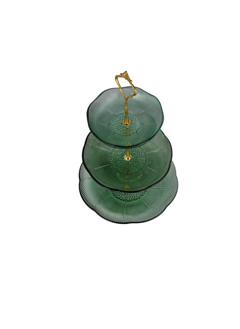 Royalford - Royalford 3-Tier Candy Tray with Zinc Alloy Stand- RF12211/ Glass Dessert Centerpiece, Suitable for Serving, Storing, Showcasing Candies, Nuts, Fruits, Desserts and Other Accessories - Image 1