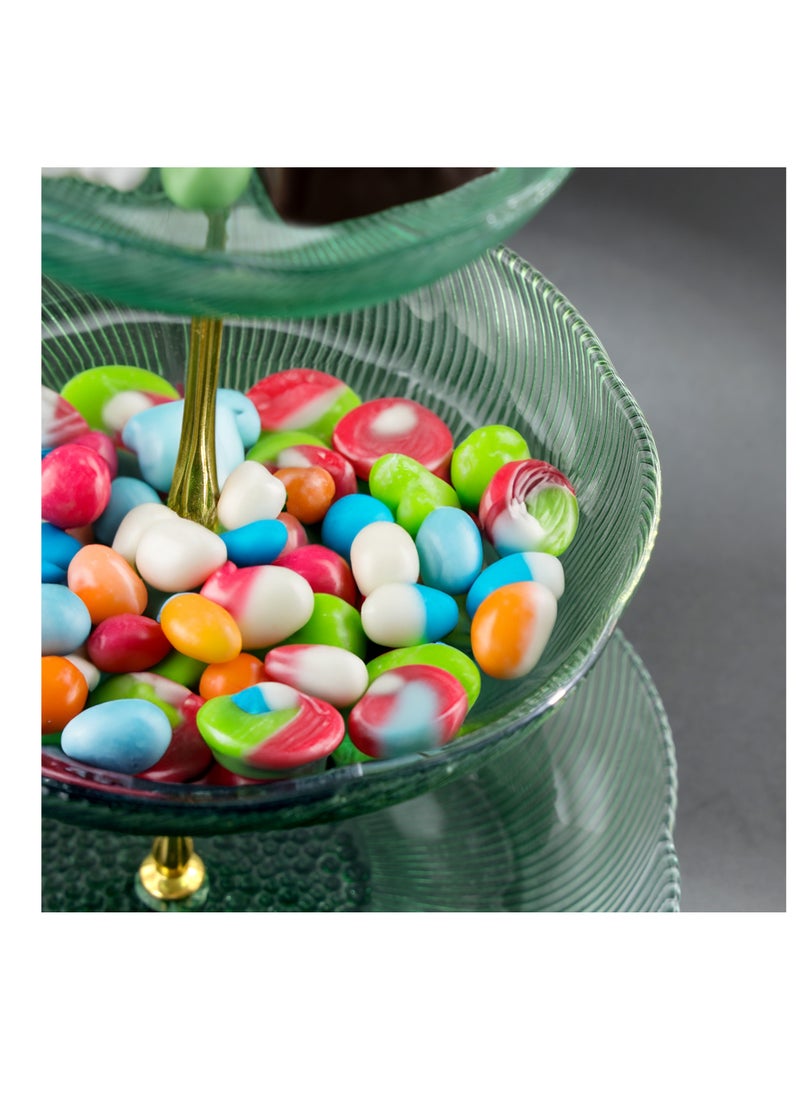 Royalford - Royalford 3-Tier Candy Tray with Zinc Alloy Stand- RF12211/ Glass Dessert Centerpiece, Suitable for Serving, Storing, Showcasing Candies, Nuts, Fruits, Desserts and Other Accessories - Image 1