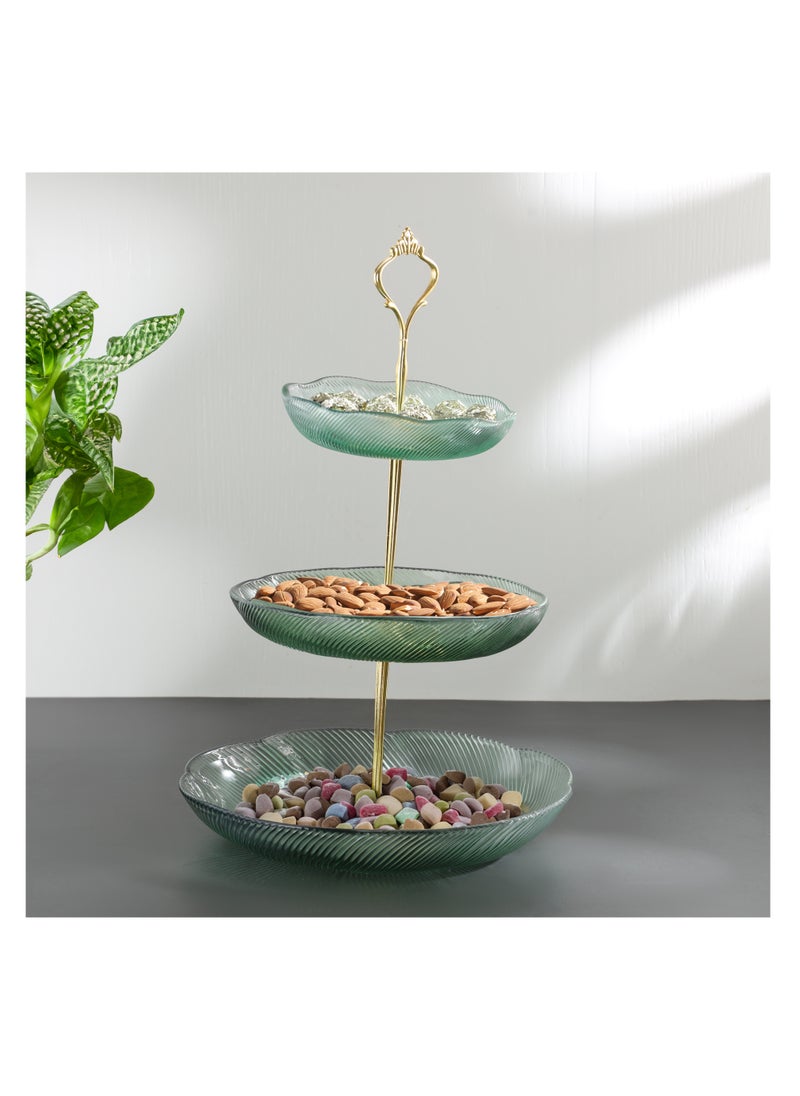 Royalford - Royalford 3-Tier Candy Tray with Zinc Alloy Stand- RF12211/ Glass Dessert Centerpiece, Suitable for Serving, Storing, Showcasing Candies, Nuts, Fruits, Desserts and Other Accessories - Image 1