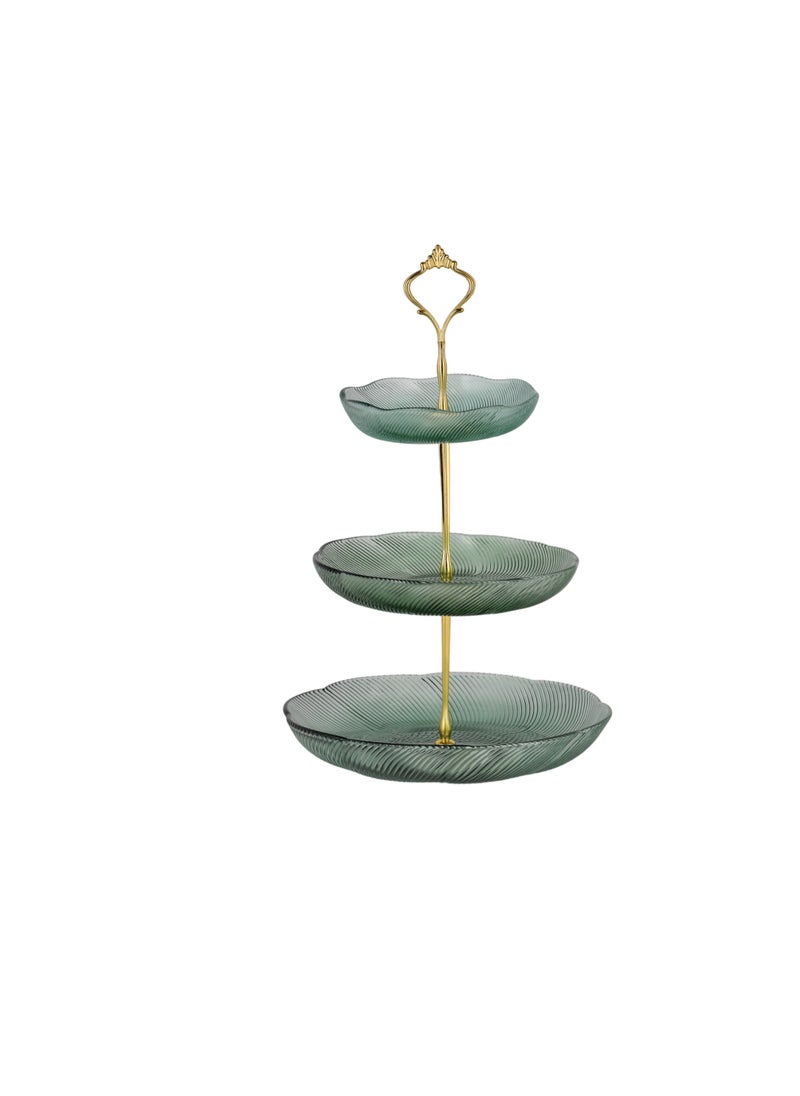 Royalford - Royalford 3-Tier Candy Tray with Zinc Alloy Stand- RF12211/ Glass Dessert Centerpiece, Suitable for Serving, Storing, Showcasing Candies, Nuts, Fruits, Desserts and Other Accessories - Image 1