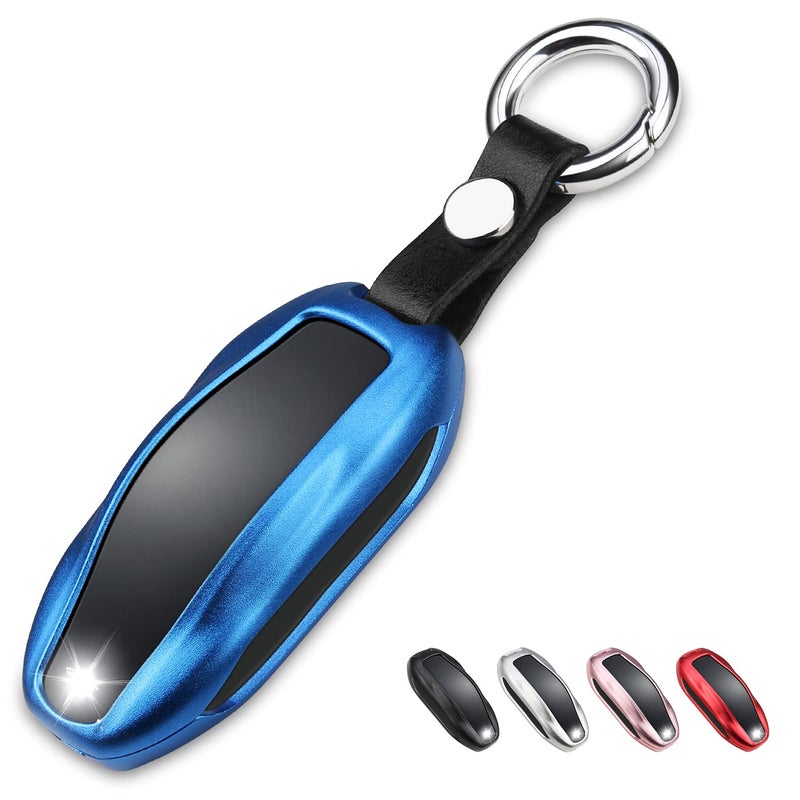 QBUC for Tesla Key Fob Cover with Keychain Compatible with Tesla Model S3Y Keyless Protection Case Smart Remote Accessory Blue - Image 2