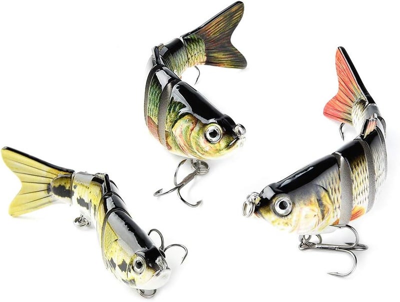 A AKRAF Lifelike Fishing Lures for Bass, Trout, Walleye, Predator Fish - Realistic Multi Jointed Fish Popper Swimbaits - Spinnerbaits Lure Fishing Tackle Kits - Freshwater and Saltwater Crankbaits - 3 Pack - Image 2
