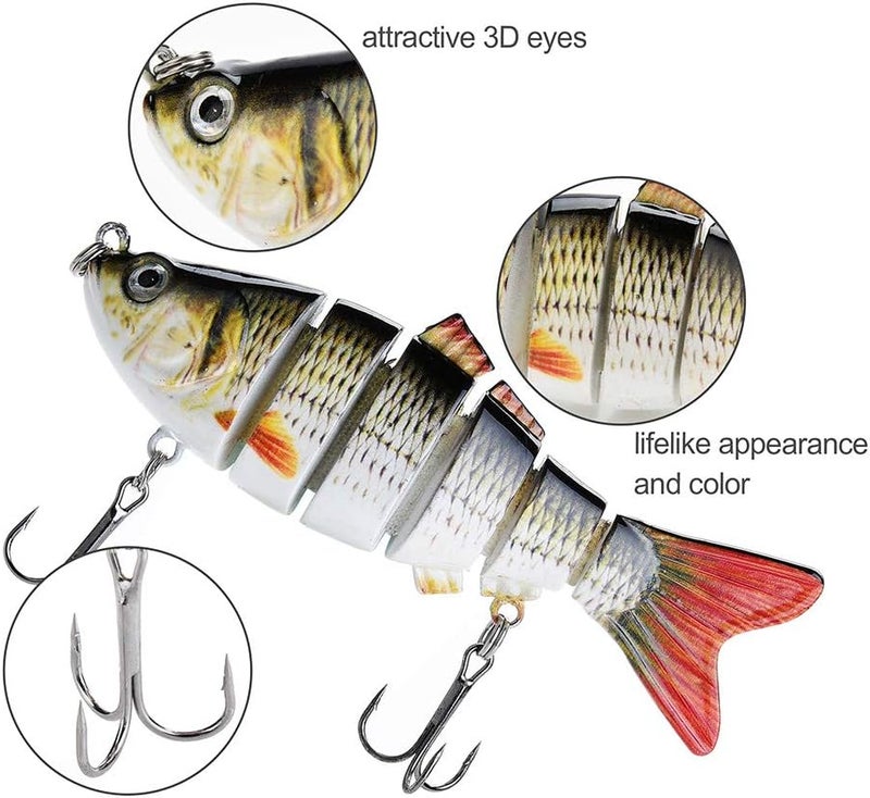 A AKRAF Lifelike Fishing Lures for Bass, Trout, Walleye, Predator Fish - Realistic Multi Jointed Fish Popper Swimbaits - Spinnerbaits Lure Fishing Tackle Kits - Freshwater and Saltwater Crankbaits - 3 Pack - Image 3
