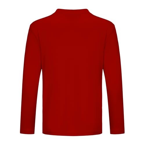 OPNA Youth Athletic Performance Long Sleeve Shirts for Boy's or Girl's Moisture Wicking, Medium, Red - Image 2