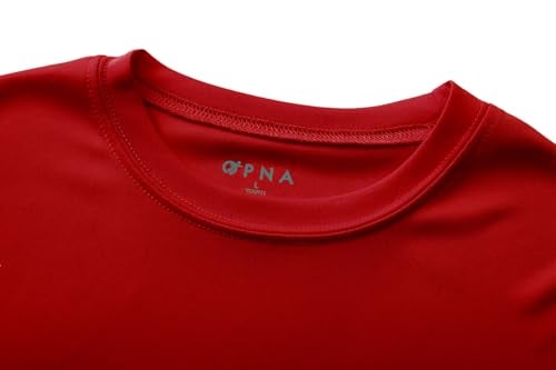 OPNA Youth Athletic Performance Long Sleeve Shirts for Boy's or Girl's Moisture Wicking, Medium, Red - Image 3