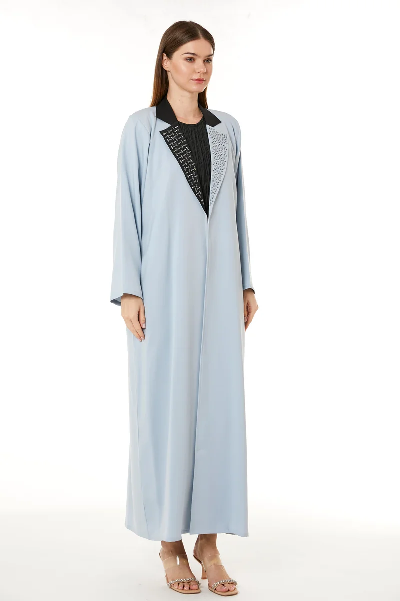 Moistreet Embellished Shimmer Flared Sleeve Abaya