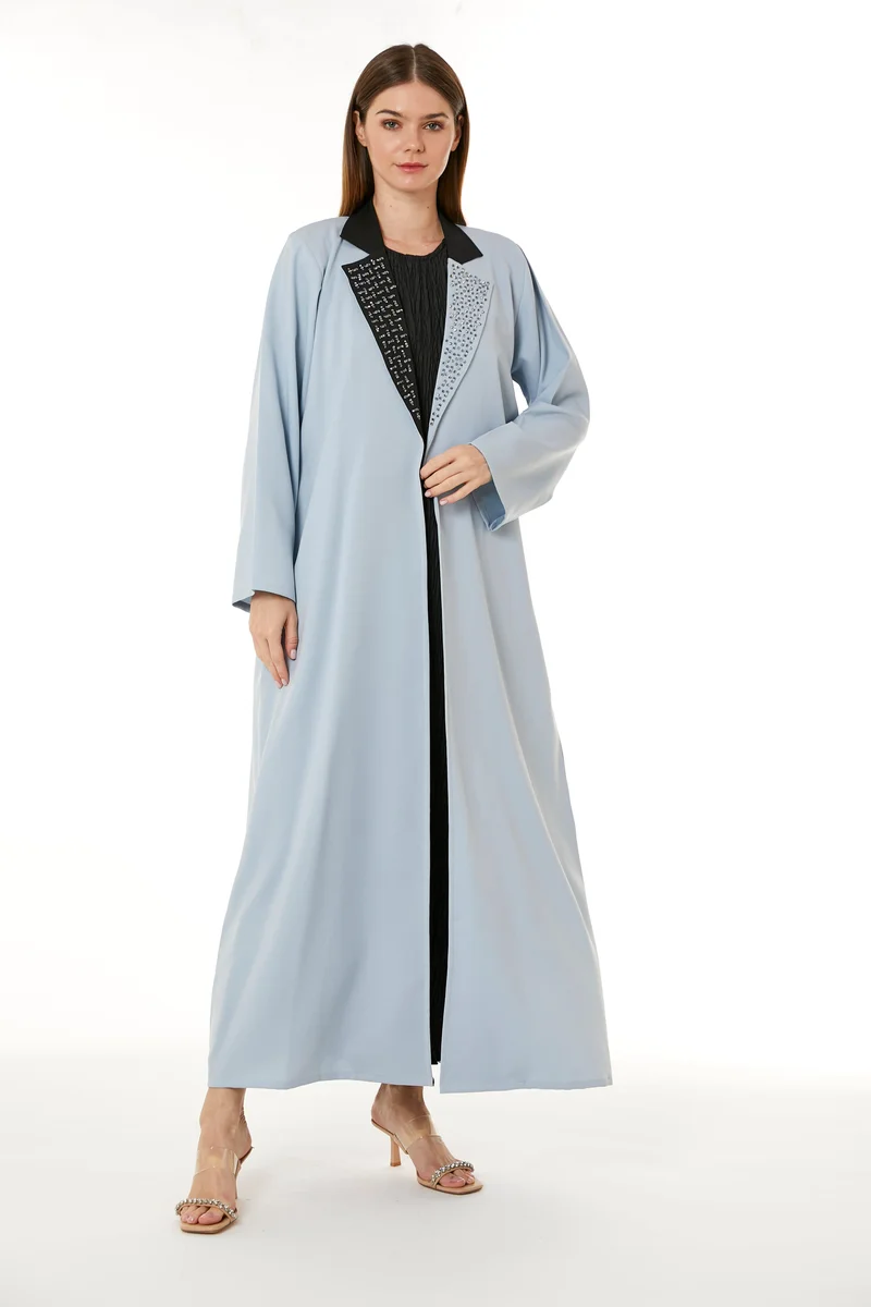 Moistreet Embellished Shimmer Flared Sleeve Abaya