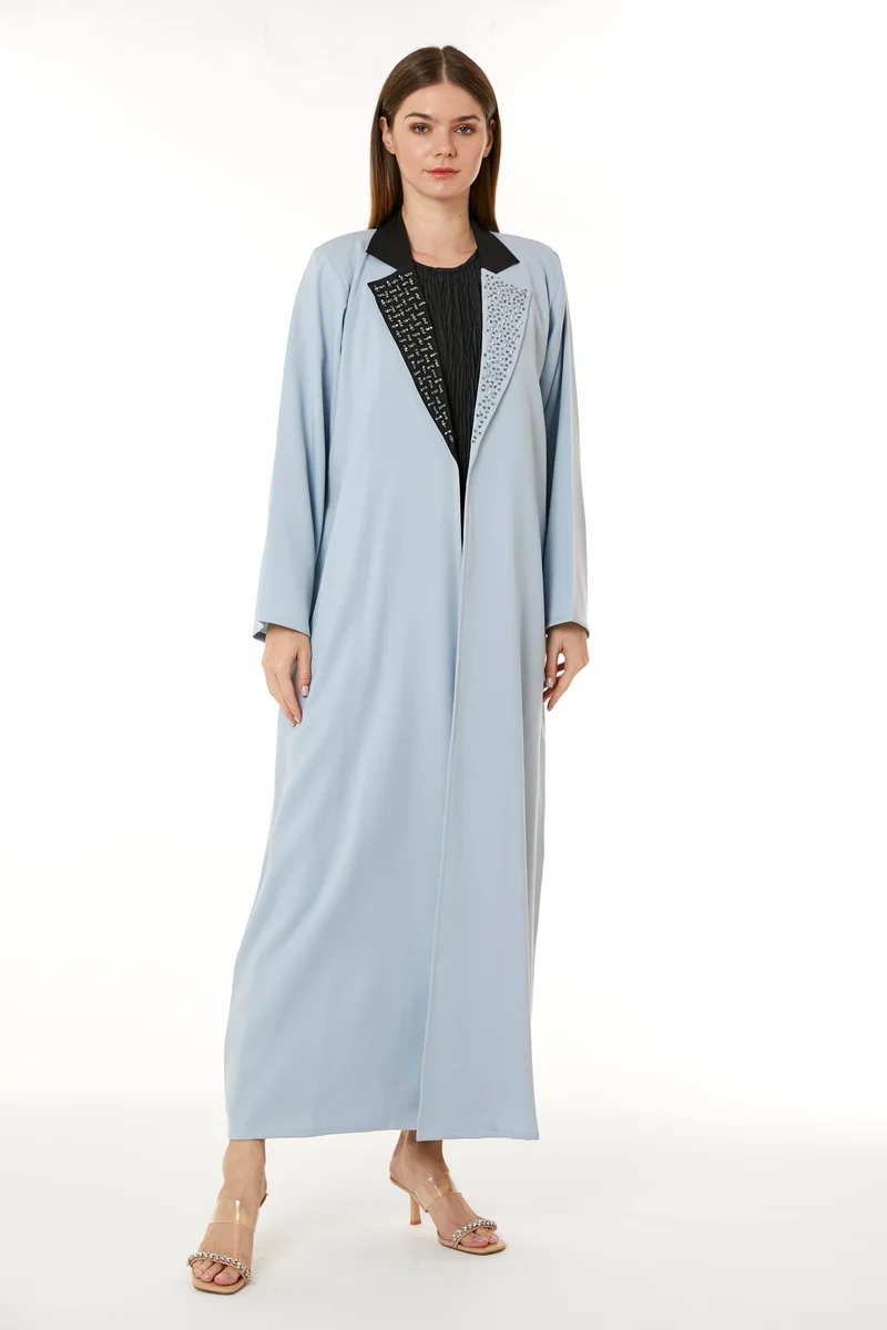Moistreet Embellished Shimmer Flared Sleeve Abaya
