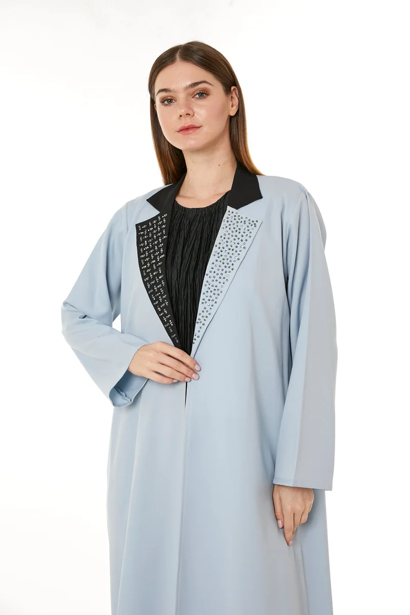 Moistreet Embellished Shimmer Flared Sleeve Abaya