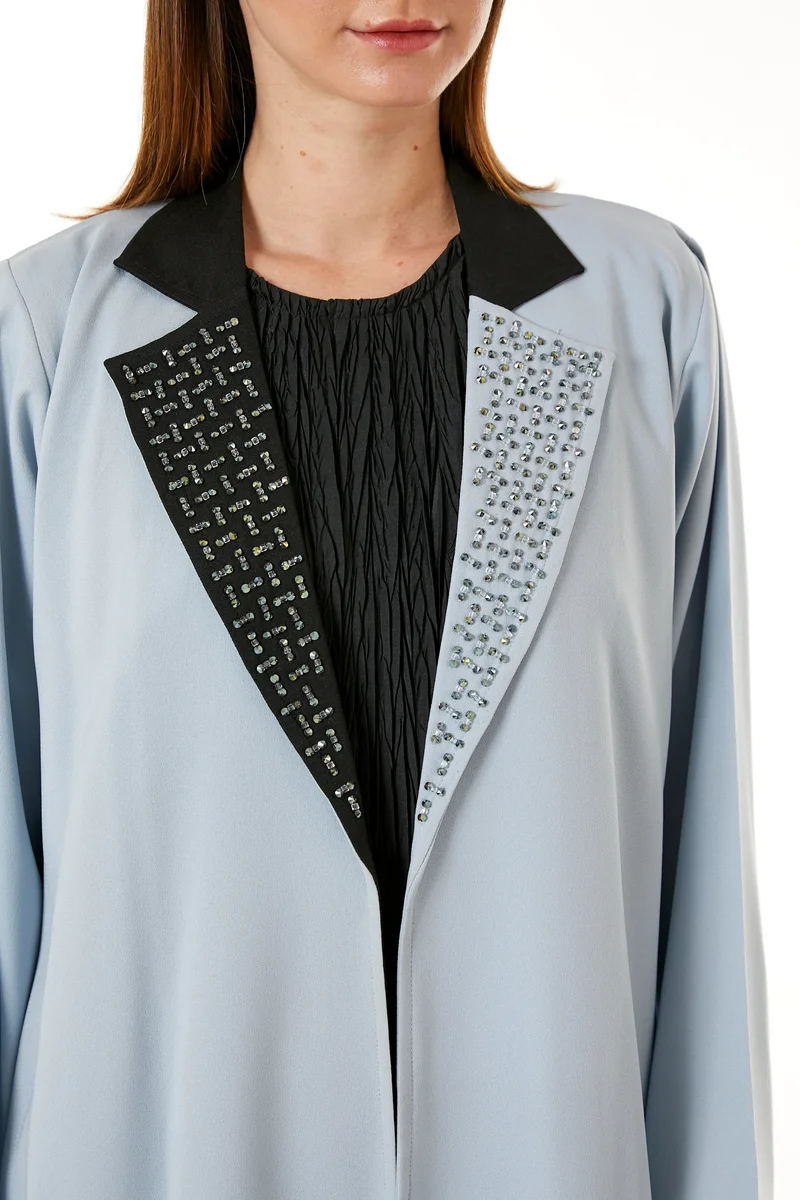 Moistreet Embellished Shimmer Flared Sleeve Abaya