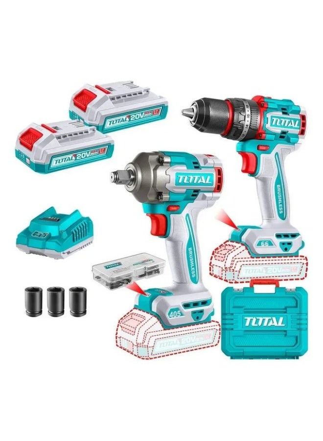 TOTAL 66Nm Cordless Drill & Impact Driver Combo Kit - Image 2