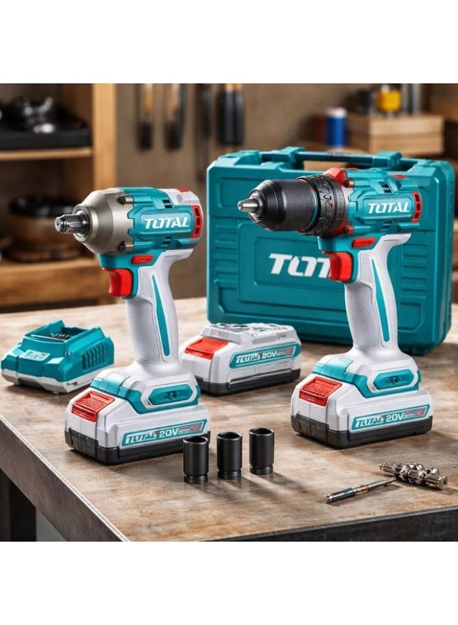 TOTAL 66Nm Cordless Drill & Impact Driver Combo Kit - Image 3