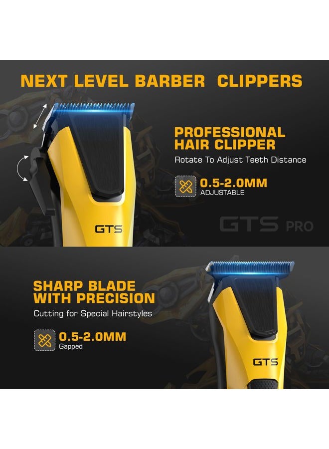 GTS PRO Professional Hair Clippers for Men, Professional Barber Clippers and Trimmer Set, Mens Cordless Hair Clipper for Barbers Haircut Kit Fade Yellow - Image 2