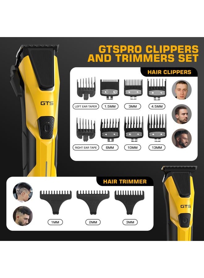 GTS PRO Professional Hair Clippers for Men, Professional Barber Clippers and Trimmer Set, Mens Cordless Hair Clipper for Barbers Haircut Kit Fade Yellow - Image 5