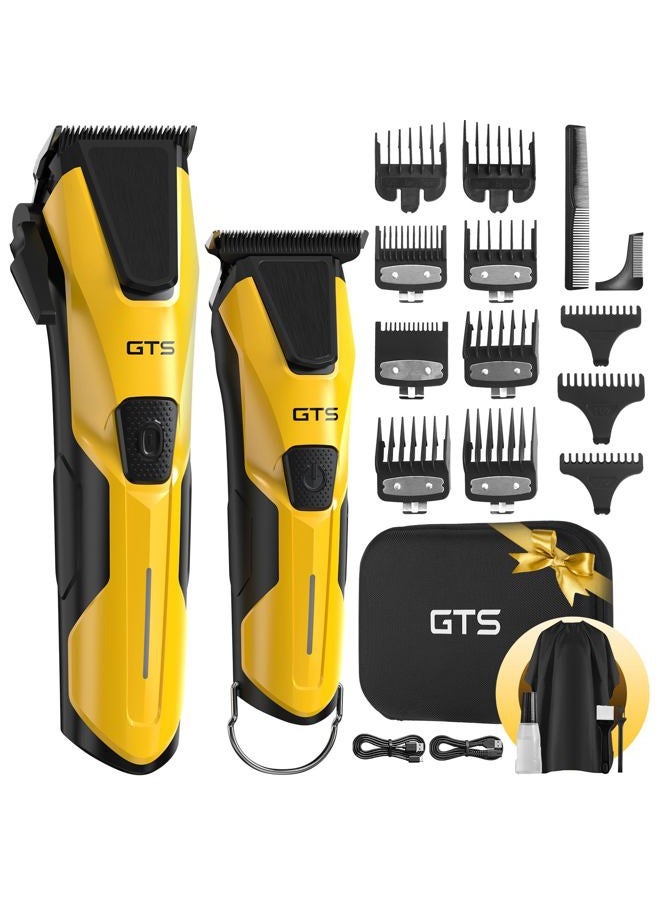 GTS PRO Professional Hair Clippers for Men, Professional Barber Clippers and Trimmer Set, Mens Cordless Hair Clipper for Barbers Haircut Kit Fade Yellow - Image 1