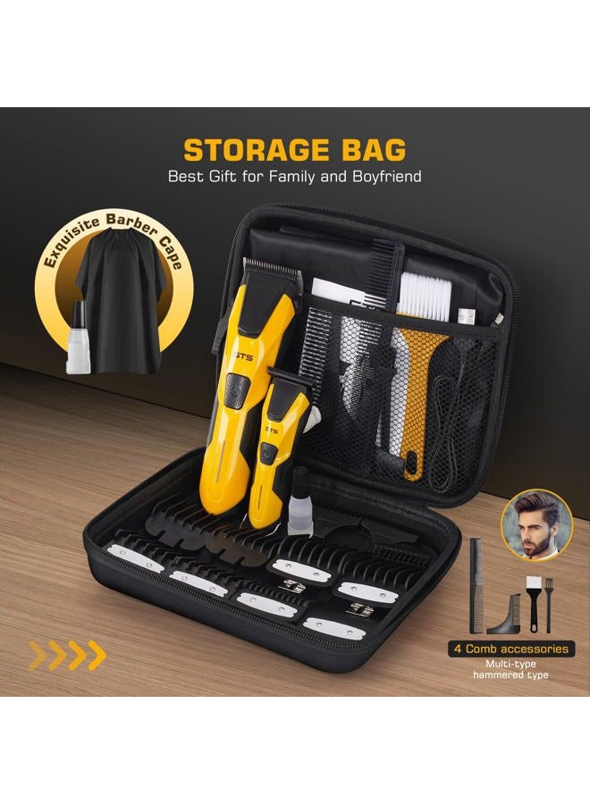 GTS PRO Professional Hair Clippers for Men, Professional Barber Clippers and Trimmer Set, Mens Cordless Hair Clipper for Barbers Haircut Kit Fade Yellow - Image 4