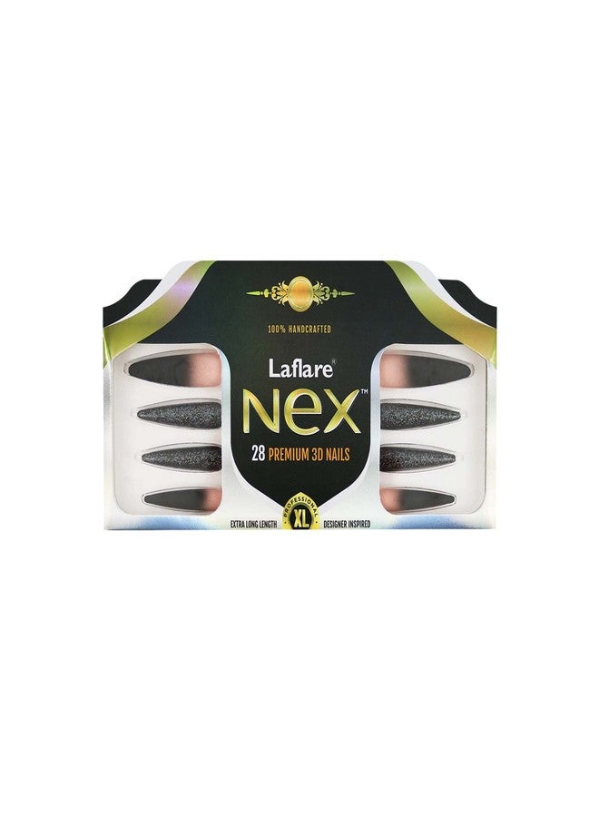Laflare NEX 3D NAIL, Handcrafted LONG, XLONG Length Acrylic Fake Press On Nails with Nail Glue, Manicure Stick, Mini File (XLong, Stiletto, The End) - Image 1