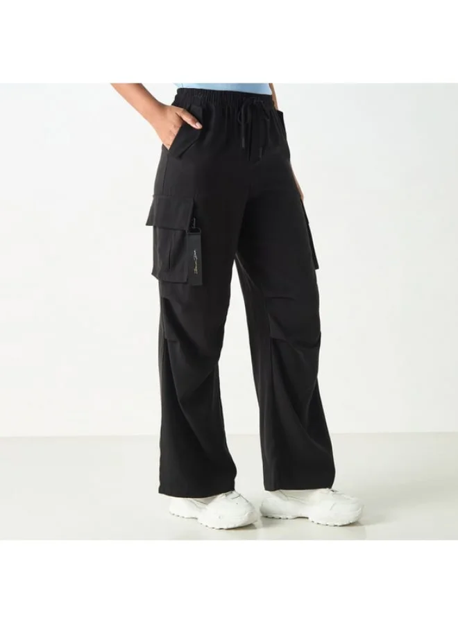 SP Characters Donald Duck Print Wide Leg Pants with Drawstring Closure and Pockets