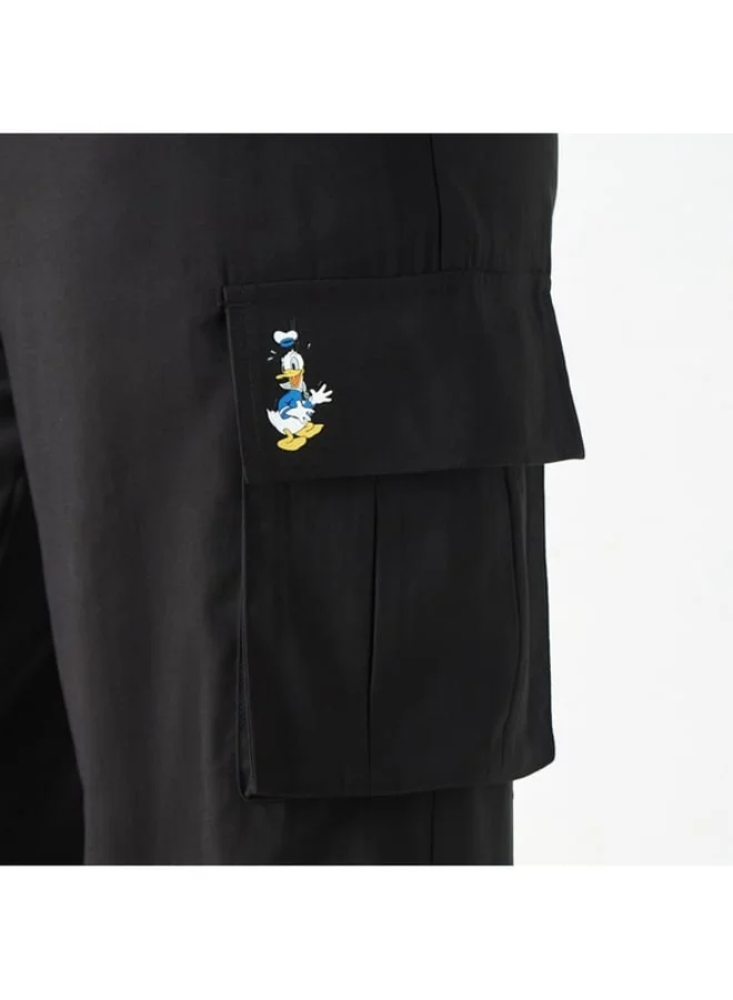 SP Characters Donald Duck Print Wide Leg Pants with Drawstring Closure and Pockets