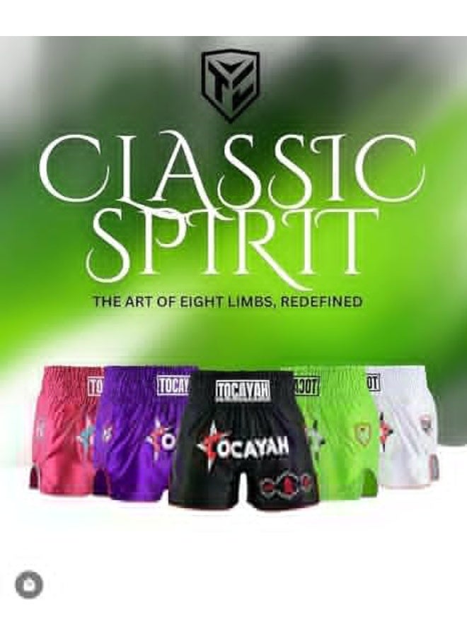 توكايا شورت مواي تاي Tocayah Classic Spirit للرجال والنساء | شورت ملاكمة فاخر من الساتان، خفيف الوزن وقابل للتنفس مع حزام خصر مطاطي لـMMA والكيك بوكسينغ والتدريب - Image 5