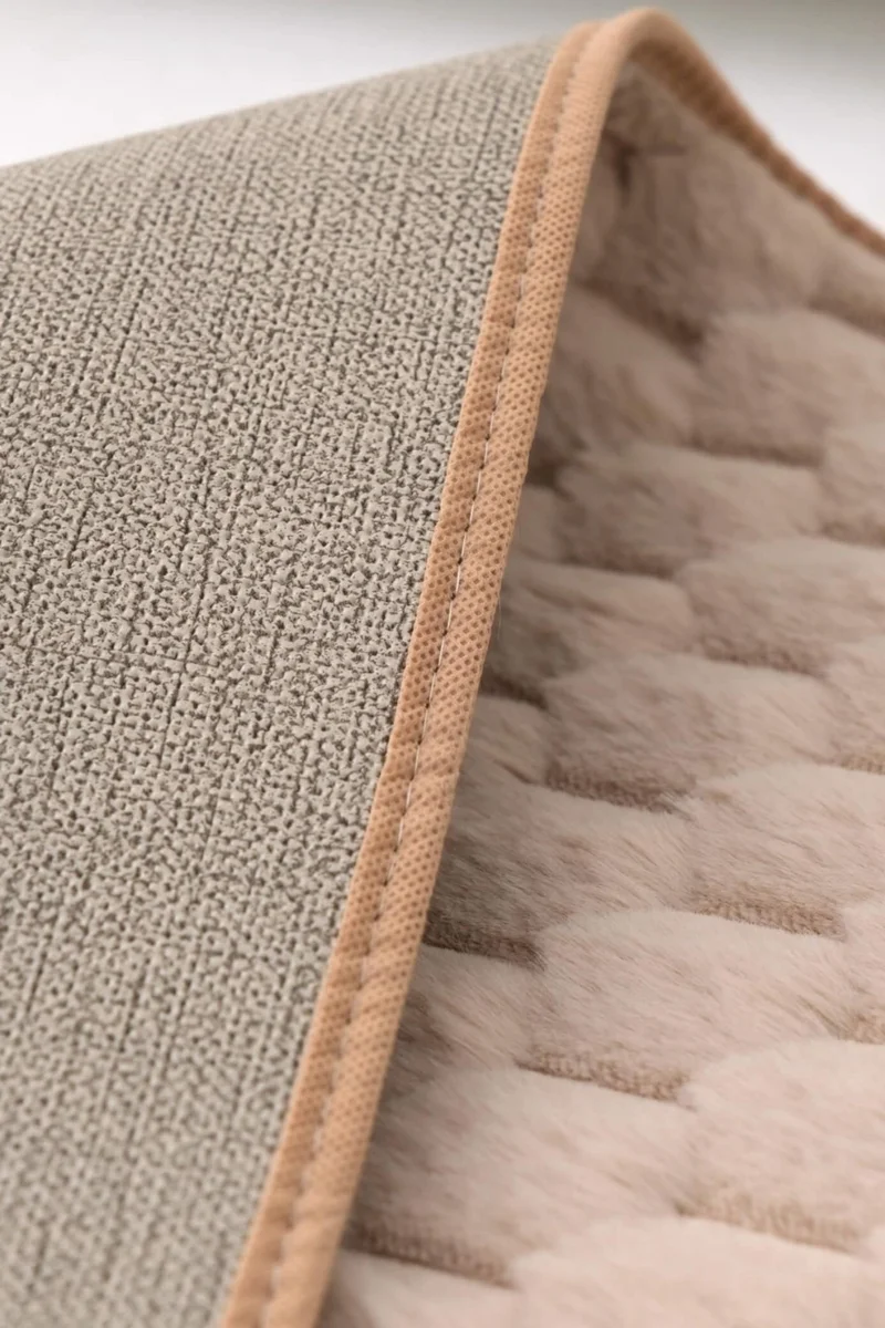 Favora Rabbit Fur Honeycomb Pattern 2-Piece Mop Set - Mink