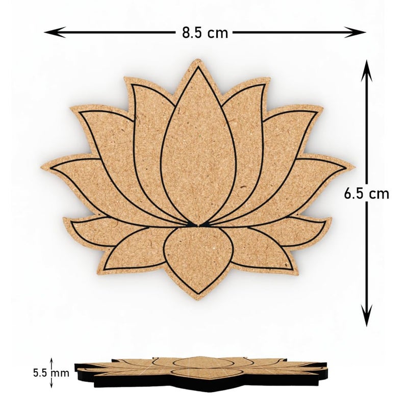 PICRAZEE Mdf Diy Cutouts Lotus (12 Pcs) Plain Mdf Blank Cutouts For Diy, Artwork, Decoupage, Resin Art, Craft Project, Home Office Festive Décor (5.5Mm Thick) ,Brown - Image 4