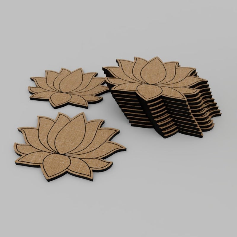 PICRAZEE Mdf Diy Cutouts Lotus (12 Pcs) Plain Mdf Blank Cutouts For Diy, Artwork, Decoupage, Resin Art, Craft Project, Home Office Festive Décor (5.5Mm Thick) ,Brown - Image 3