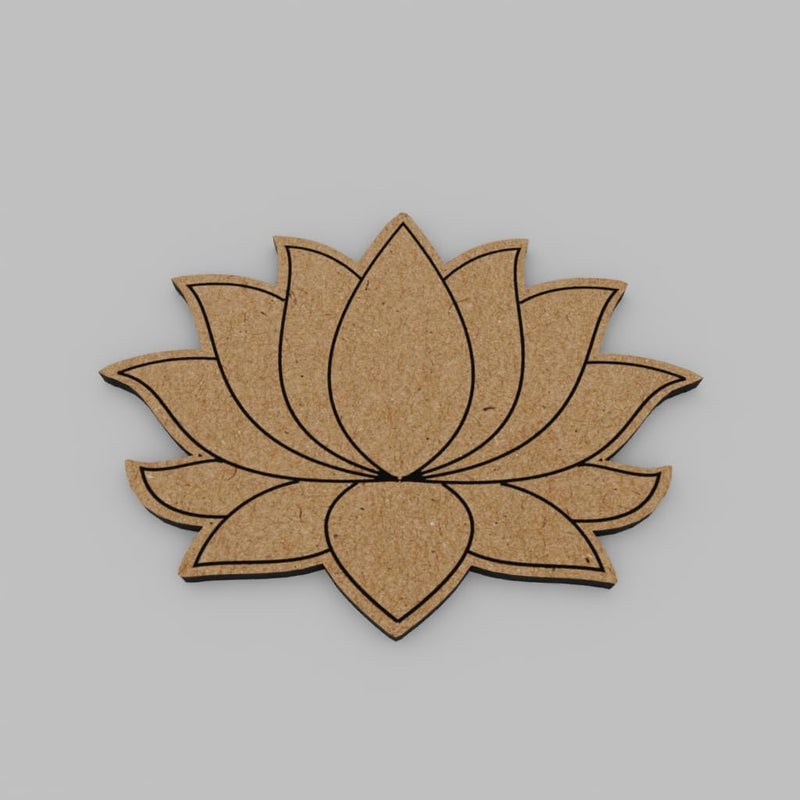 PICRAZEE Mdf Diy Cutouts Lotus (12 Pcs) Plain Mdf Blank Cutouts For Diy, Artwork, Decoupage, Resin Art, Craft Project, Home Office Festive Décor (5.5Mm Thick) ,Brown - Image 5