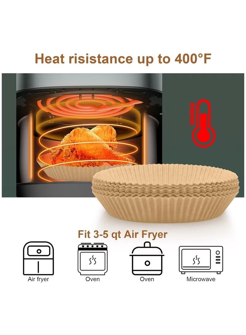 بطانة ورقية يمكن التخلص منها للمقلاة الهوائية ، 200 قطعة بطانات مقلاة هوائية يمكن التخلص منها غير لاصقة ، ورق زبدة للمقلاة الهوائية بطانة غذائية مقاومة للماء مقاومة للماء للخبز في الميكروويف التحميص (6.3 بوصة ، طبيعي) - Image 5