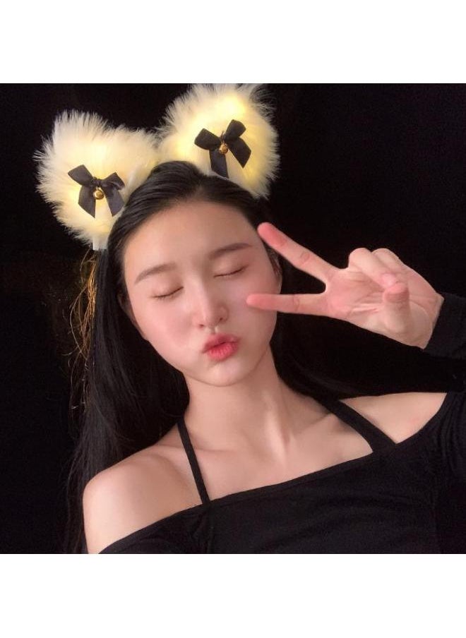 Generic Stall Toy Night Market Explosions Luminous Headband Stall With Light Small Gift Headwear Cat Ear Rabbit Ear Headband Bar-Color:Jk Fox Ears-warm White Lamp (hot Sale At Street Stalls)  - Image 1