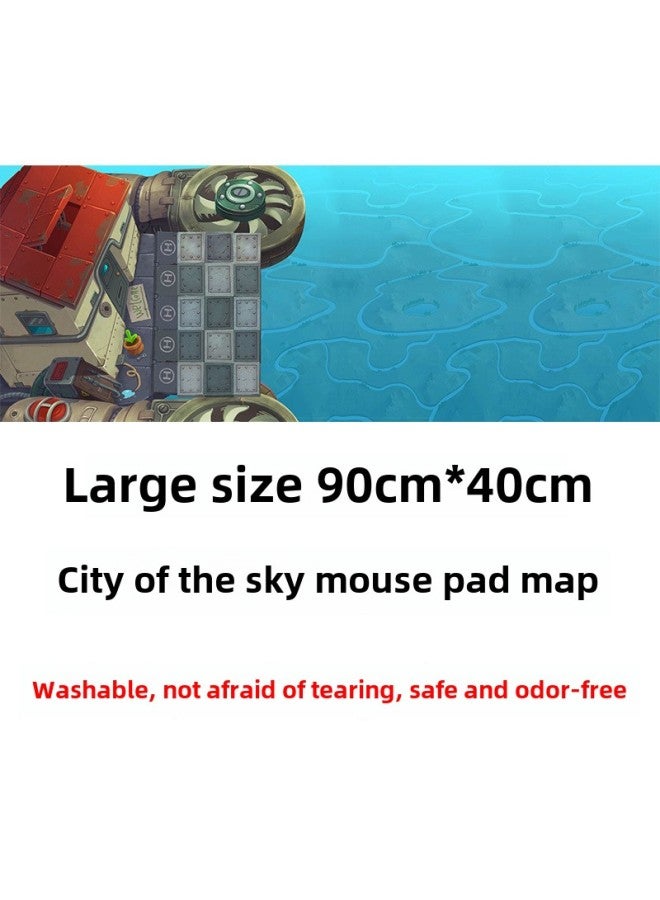 Plant Wars Map Accessories Non-slip Mouse Pad Map Generation Paper Map Cloth Texture Parent-child Interactive Map-Color:90*40 Sky City Mouse Pad Map (bag)  - Image 1