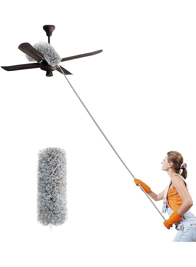 promass Duster with Extra Long Extension Pole,Womdee Microfiber Extendable Dusters for Cleaning High Ceiling Fan- 280cm - Image 1
