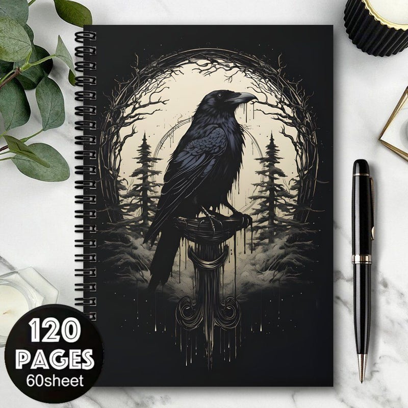 دفتر ملاحظات قوطي بتصميم نمط الغراب - فنتازيا مظلمة - دفتر كتابة - قطعة واحدة - Image 1