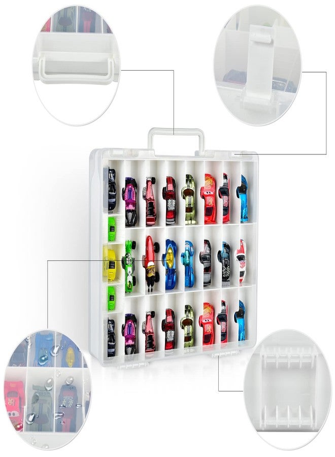 FULLCASE Toys Organizer Storage Compatible with Hot Wheels Car, Container for Matchbox Cars, Mini Toy, Small Dolls, Double Sided Carrying Box for Hotwheels - 48 Compartments (Case Only) White - Image 4
