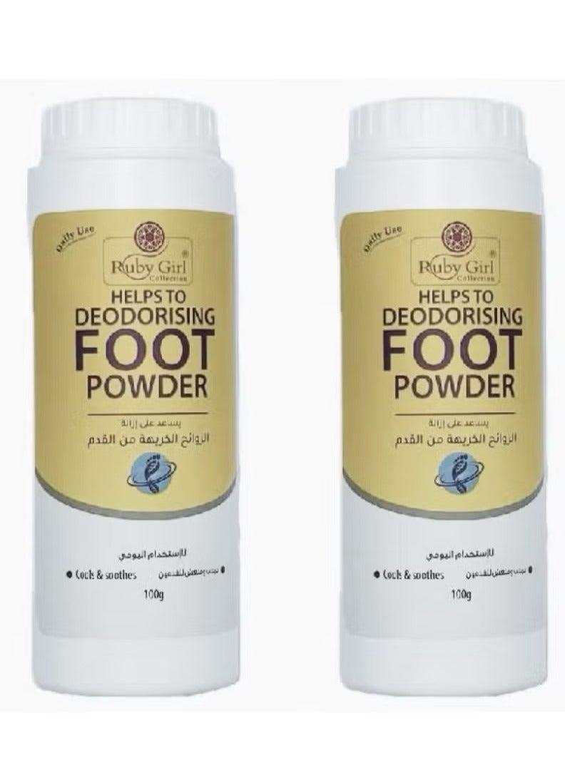 بودرة روبي جيرل لإزالة الروائح الكريهة من القدمين، 100 غرام، عبوة من قطعتين