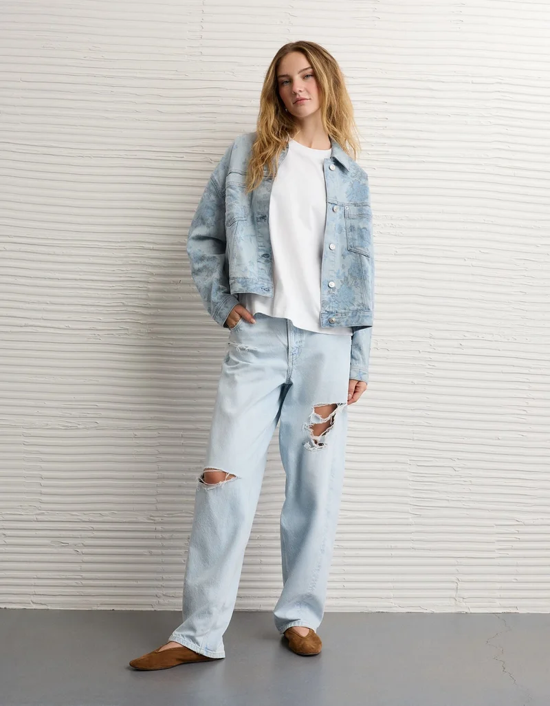 American Eagle  AE Floral Print Denim Swing Jacket for Women | Best Price UAE
