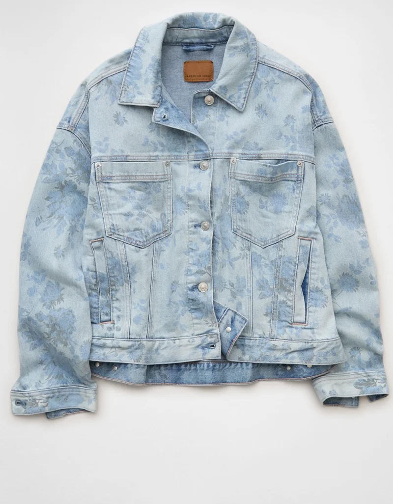 American Eagle  AE Floral Print Denim Swing Jacket for Women | Best Price UAE