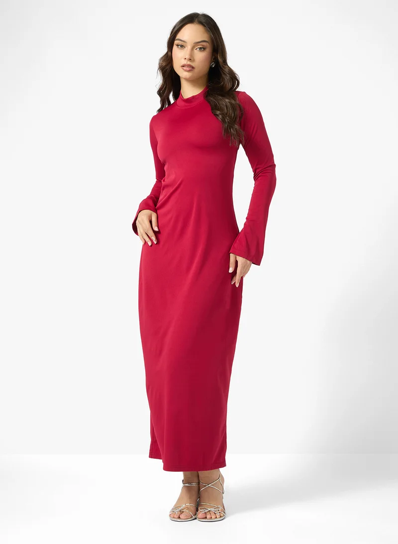 Ginger Monck Neck Bodycon Dress with cutout Back