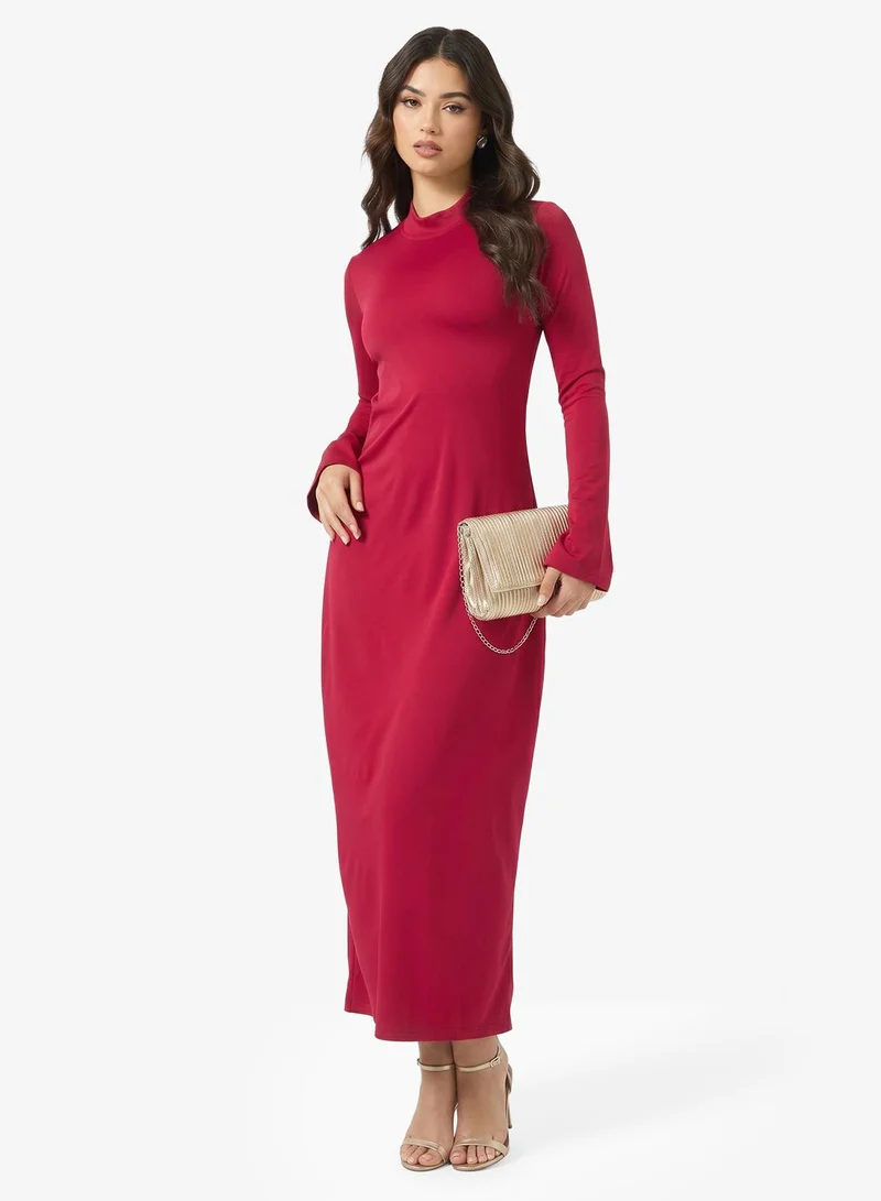 Ginger Monck Neck Bodycon Dress with cutout Back