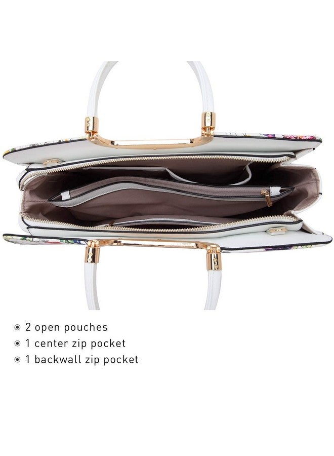 DASEIN Womens Handbag Top Handle Shoulder Bag Tote Satchel Purse Work Bag with Matching Wallet (5-White Floral) - Image 3
