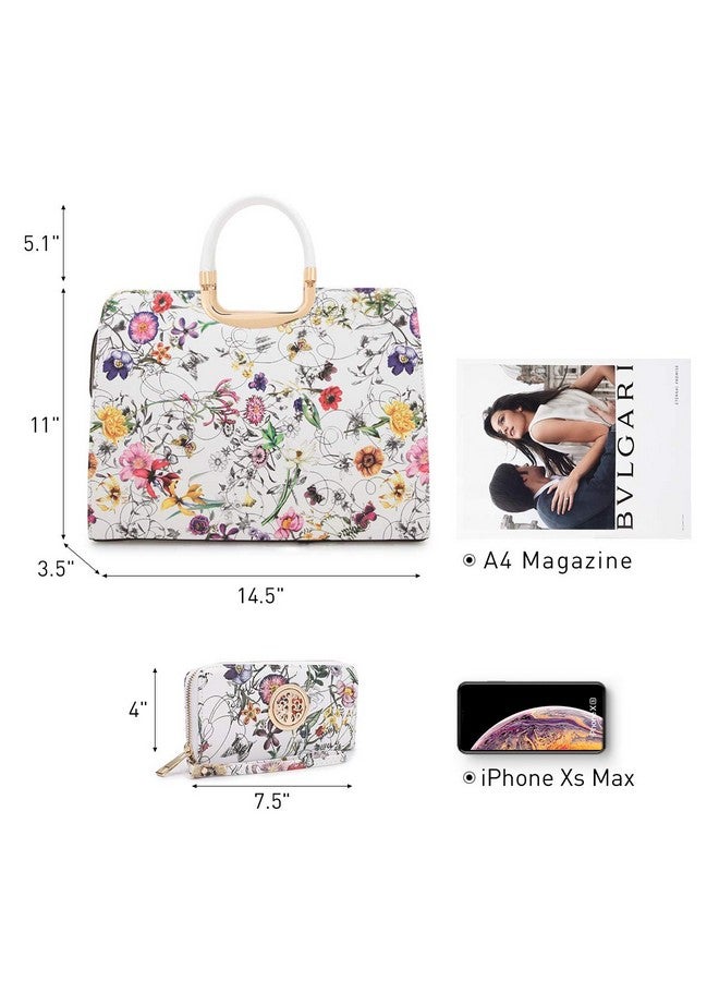 DASEIN Womens Handbag Top Handle Shoulder Bag Tote Satchel Purse Work Bag with Matching Wallet (5-White Floral) - Image 2