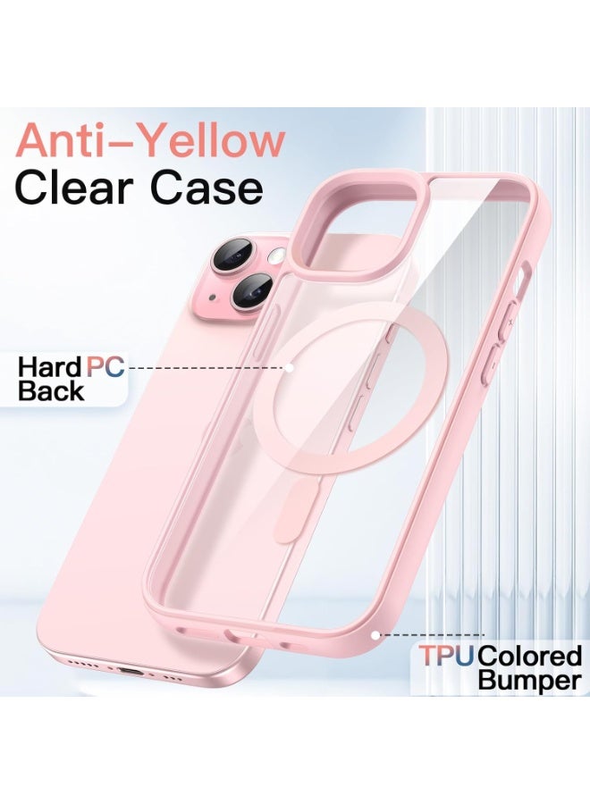 Denx Clear Magnetic Case for iPhone 15 [Shockproof & Slim] Clear Hard Back Cover with high-Grade Protection | Pink - Image 4